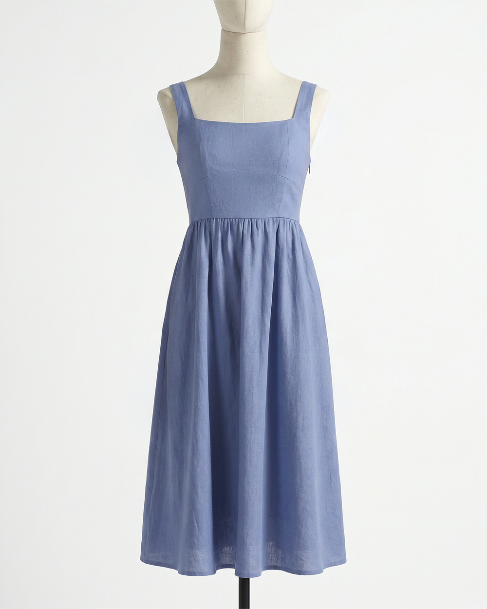 100% European Linen Fit & Flare Midi Dress